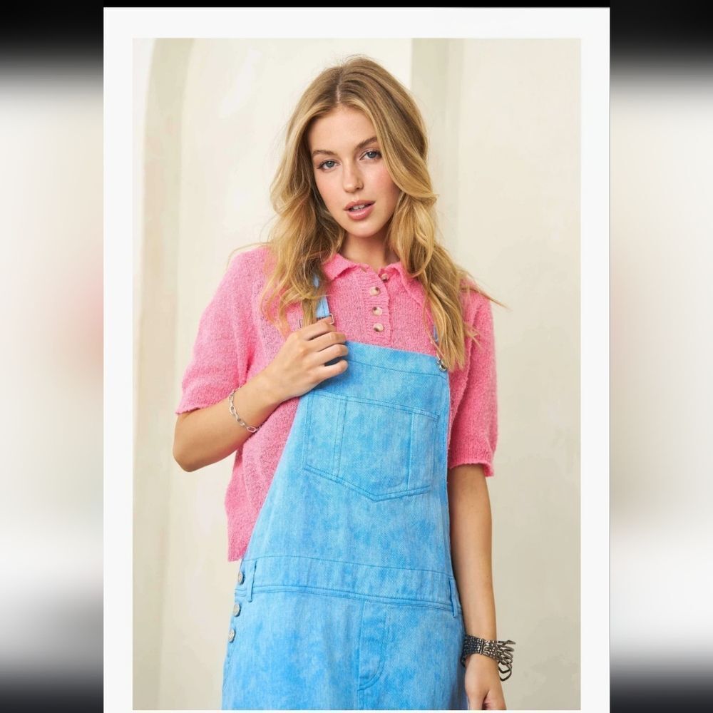 DAVI&DANI Boho Bib Overall Mini Dress Coastal Cowgirl Western New Size Large - Picture 1 of 11